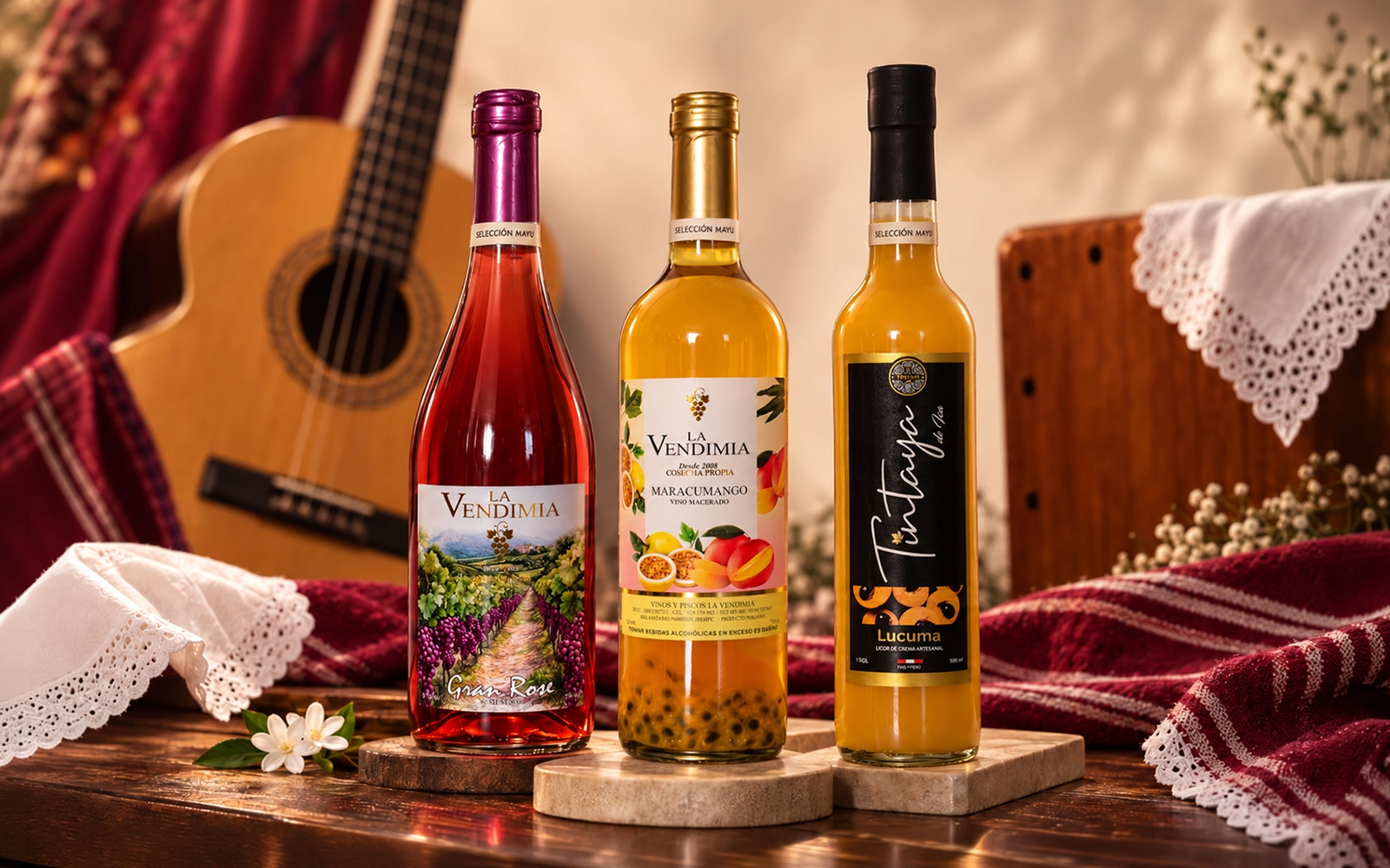 Pack La Jarana Completa con Rosé, vino frutado Maracumango y crema de pisco de lúcuma