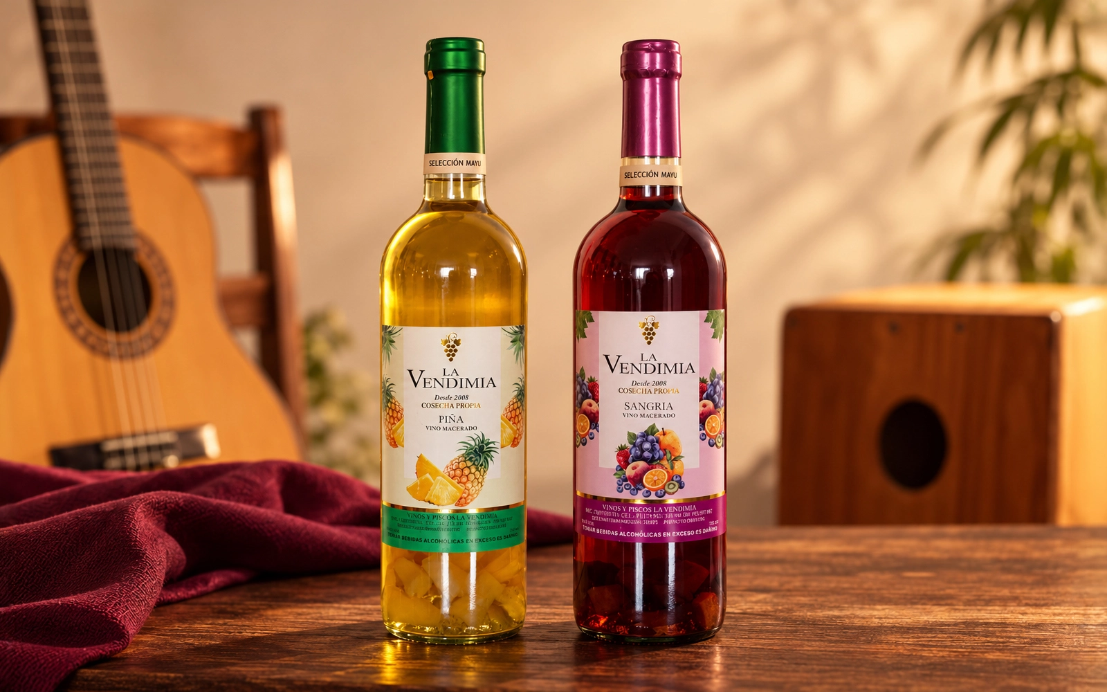 Vino frutado de piña y sangría de La Vendimia, selección MAYU