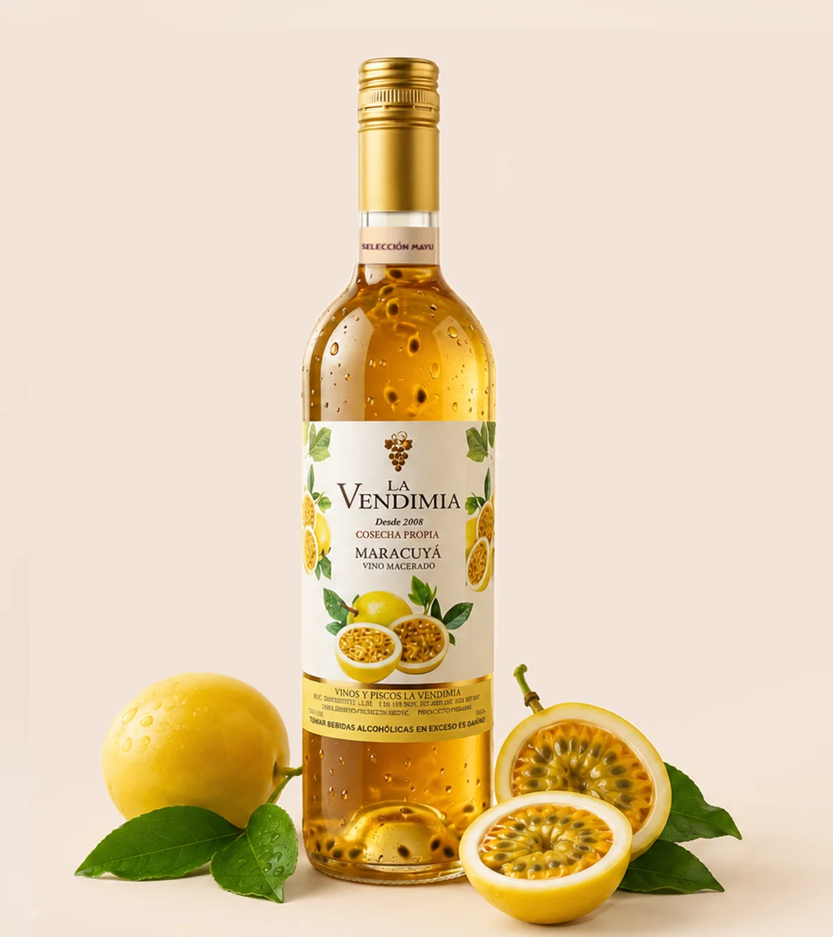 Vino artesanal sabor maracuyá seleccionado por MAYU